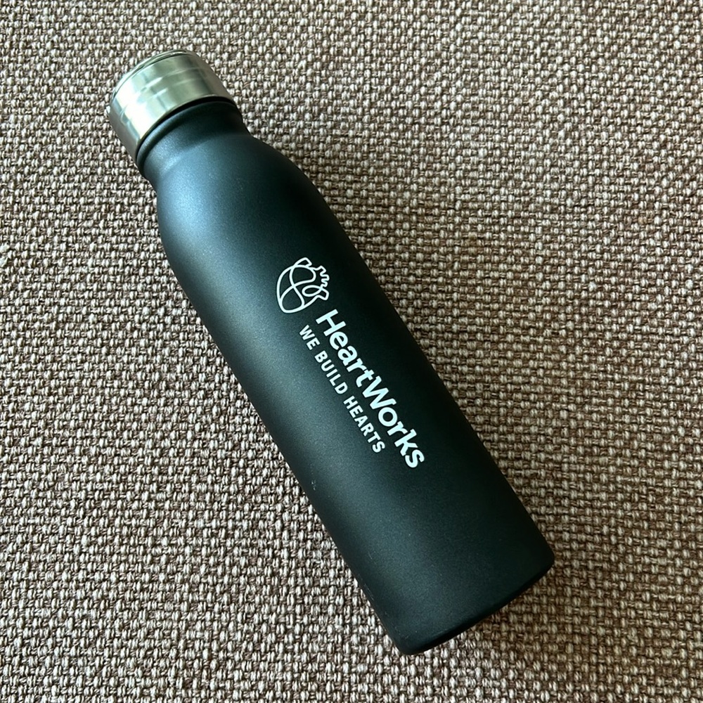 Stainless Steel “HeartWorks” Water/Coffee Bottle in black